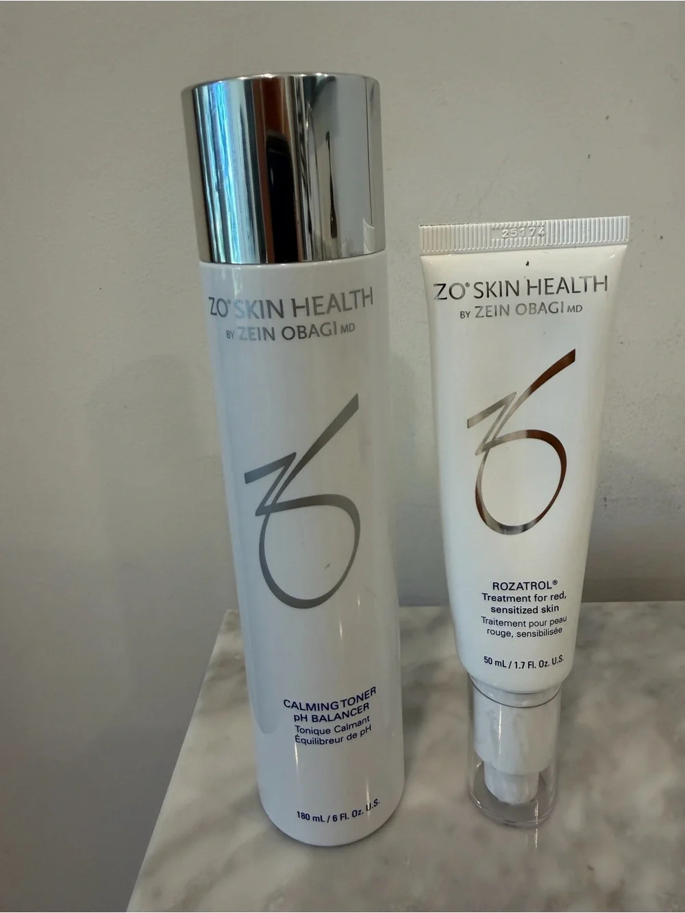 Gently used ZO Skin Health White Calming Toner & Rozatrol Treatment ($143 new)